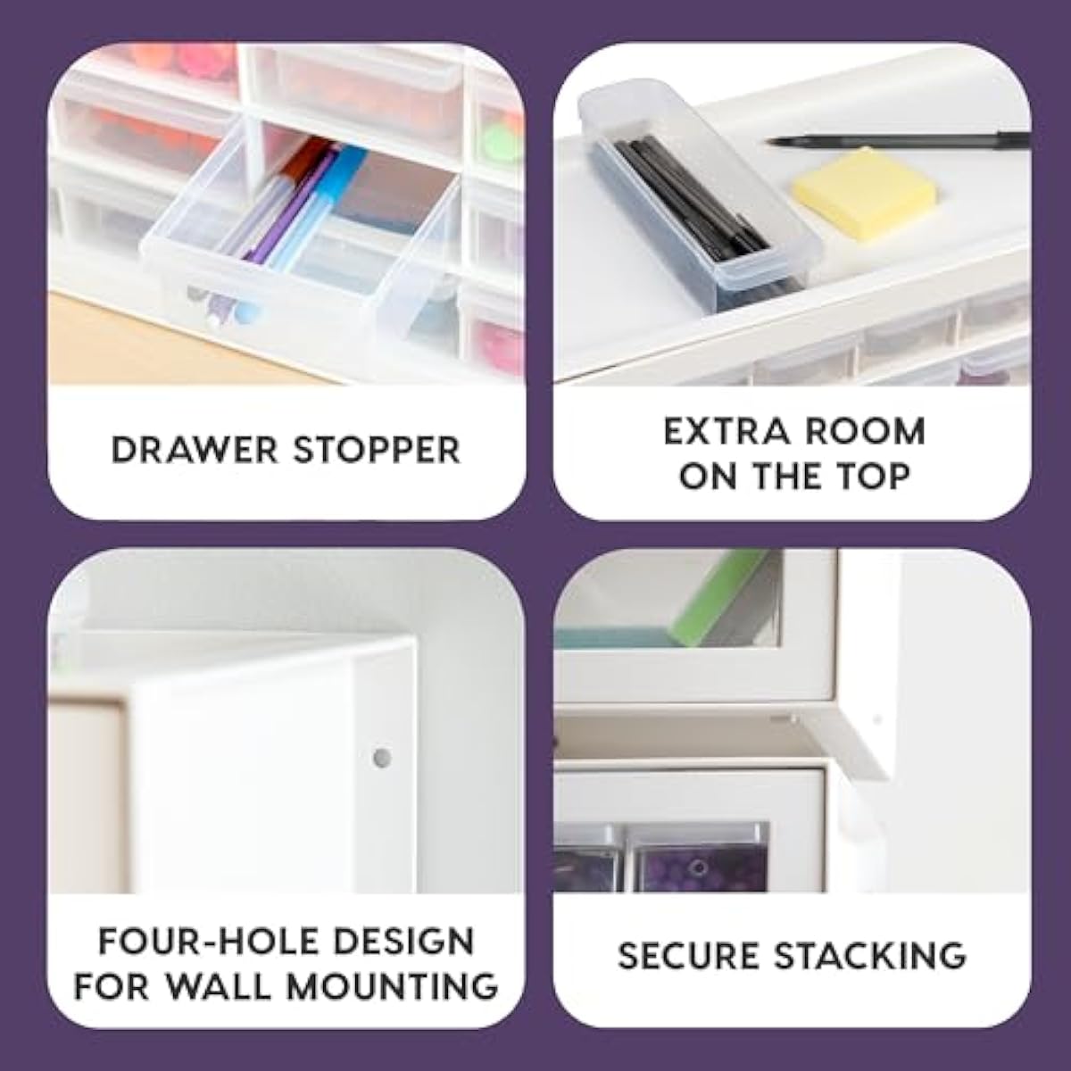 IRIS USA Small Parts Storage Cabinet, Made in USA, 44-Drawer Organizer for Screws, Nuts, Bolts, Electronics, Hardware, Beads, Crafts, Stackable Garage Storage, Teacher Toolbox, Scrapbook Art – White