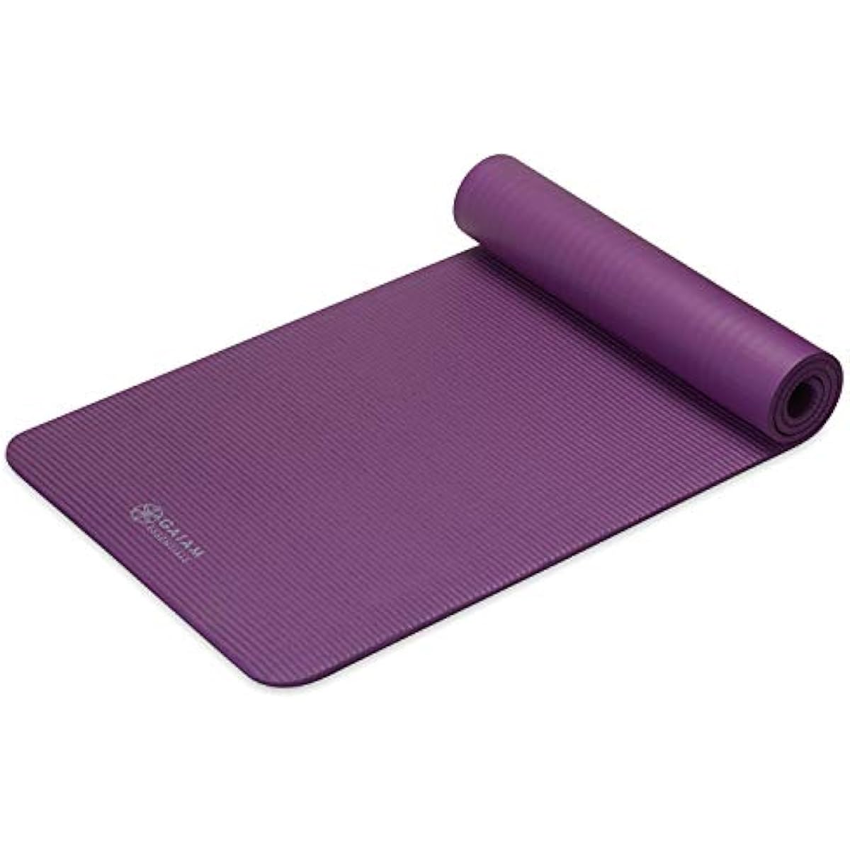 Gaiam Yoga Mat, Pilates & Exercise Mat, Thick 2/5" (10mm) Workout Mat with Easy-Cinch Carrying Strap for Home & Gym Workouts