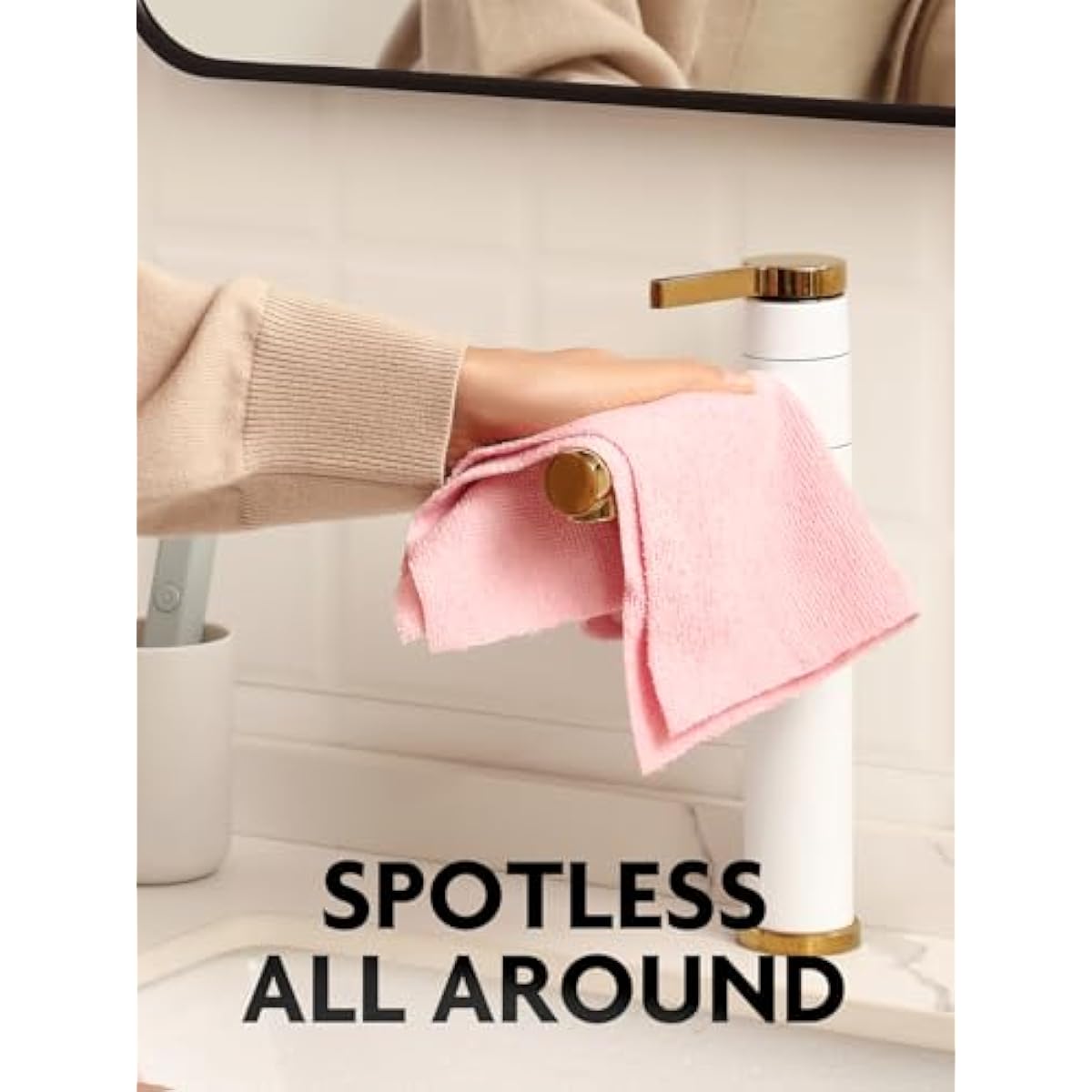 Fantasticlean Microfiber Cleaning Cloth Roll -75 Pack, Tear Away Microfiber Towels, 12" x 12", Reusable, Washable, Scratch Free, Ultra Absorbent Dishcloth for All-Around Cleaning Supplies (Pink)