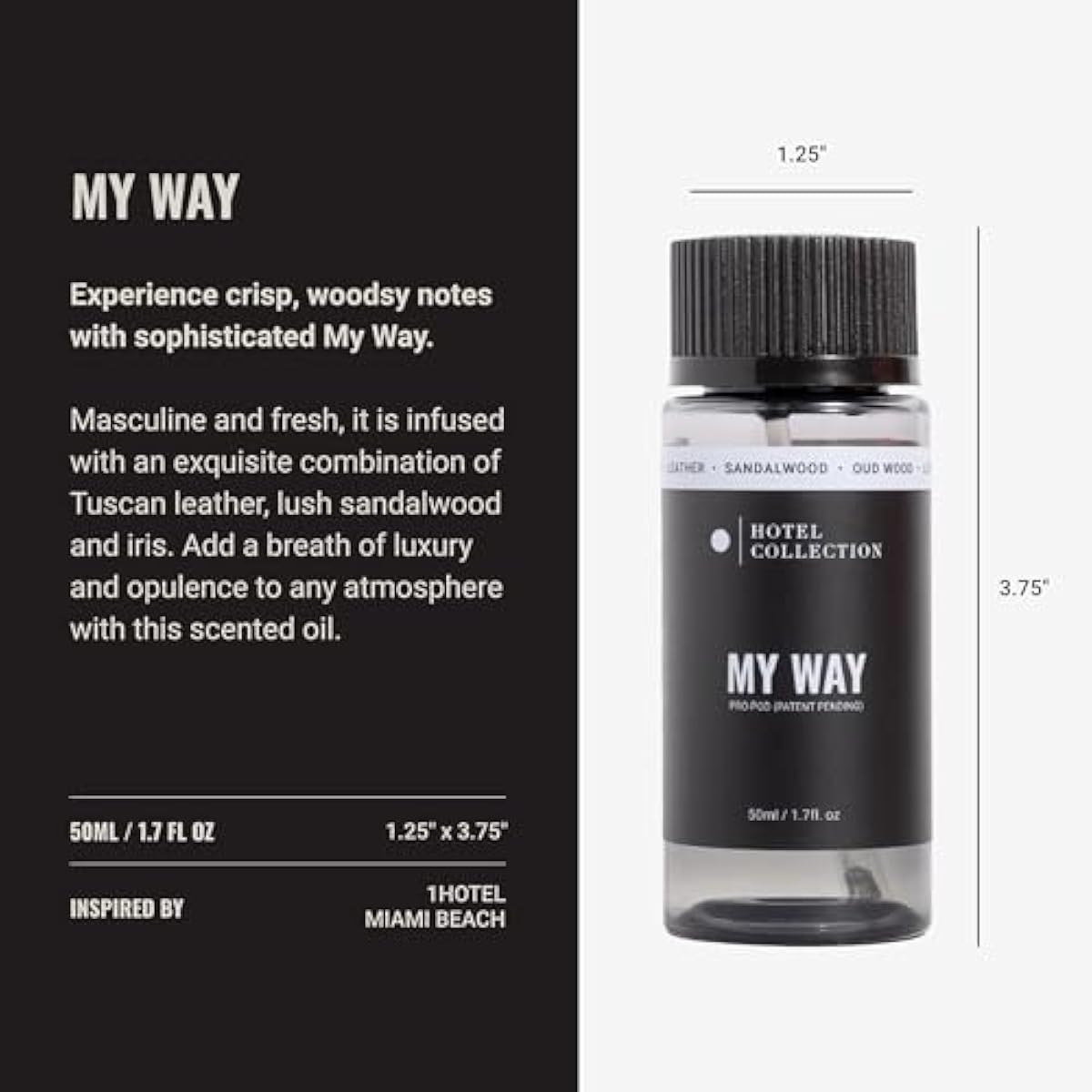 Hotel Collection Diffuser Oil-My Way Pro-Pod-Aromatherapy Essential Fragrance Oil-Sandalwood, Warm Virginia Cedar& Beautiful Iris-50ML 1.7 Fl oz