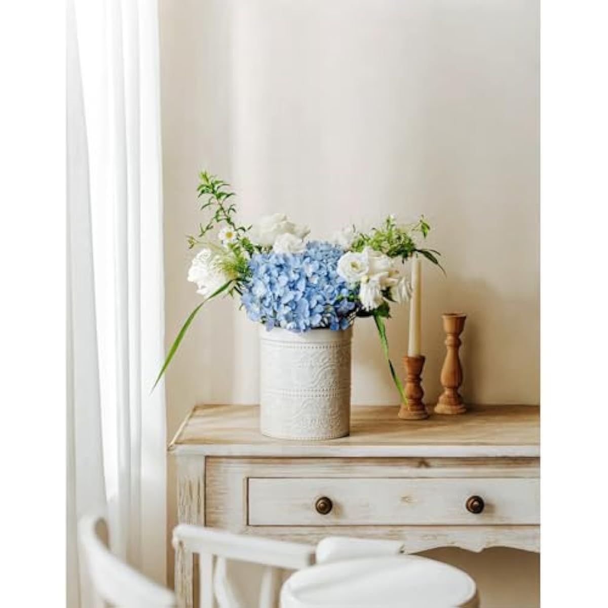 Kitchen Utensil Holder, 7 Inches Large Ceramic Utensil Holder for Countertop, Lace Emboss Cooking Utensil Crocks for Kitchen, Home Decor, Off-White