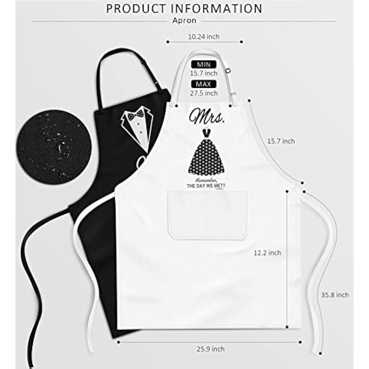 Mr & Mrs Aprons for Couple Gift-Anniversary,Bridal Shower,Wedding,Engagement,Christmas Gifts for Couple,Kitchen Gift Set