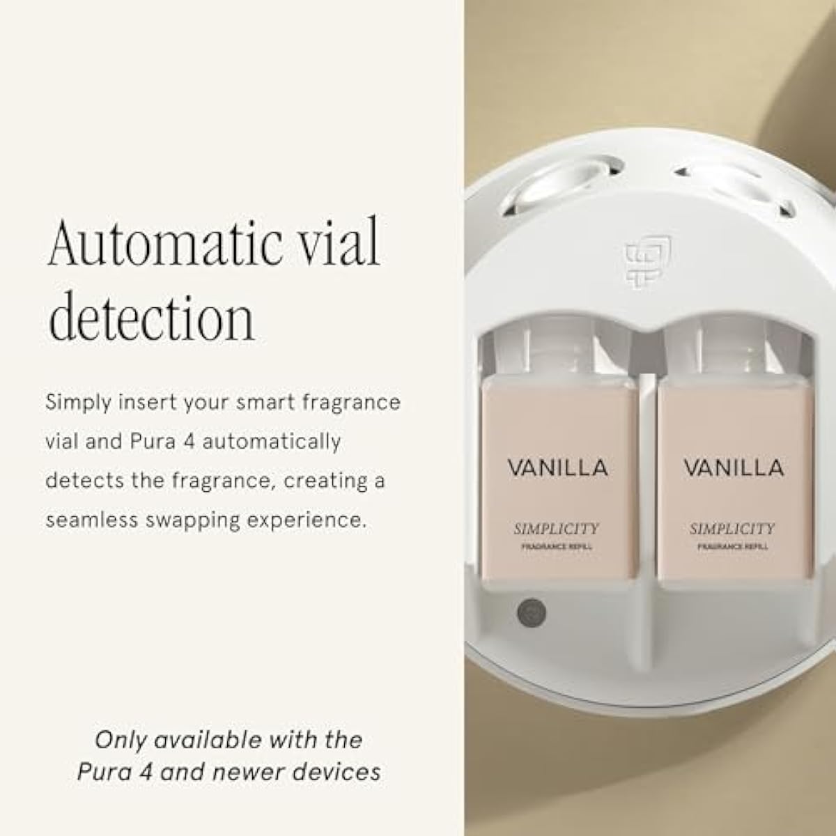 Pura & Simplicity Home Scent Refill - Smart Air Diffuser - Up to 120-Hours of Luxury Fragrance per Refill - Home Essential - Clean & Safe Diffuser Fragrance - 2 Pack, Vanilla
