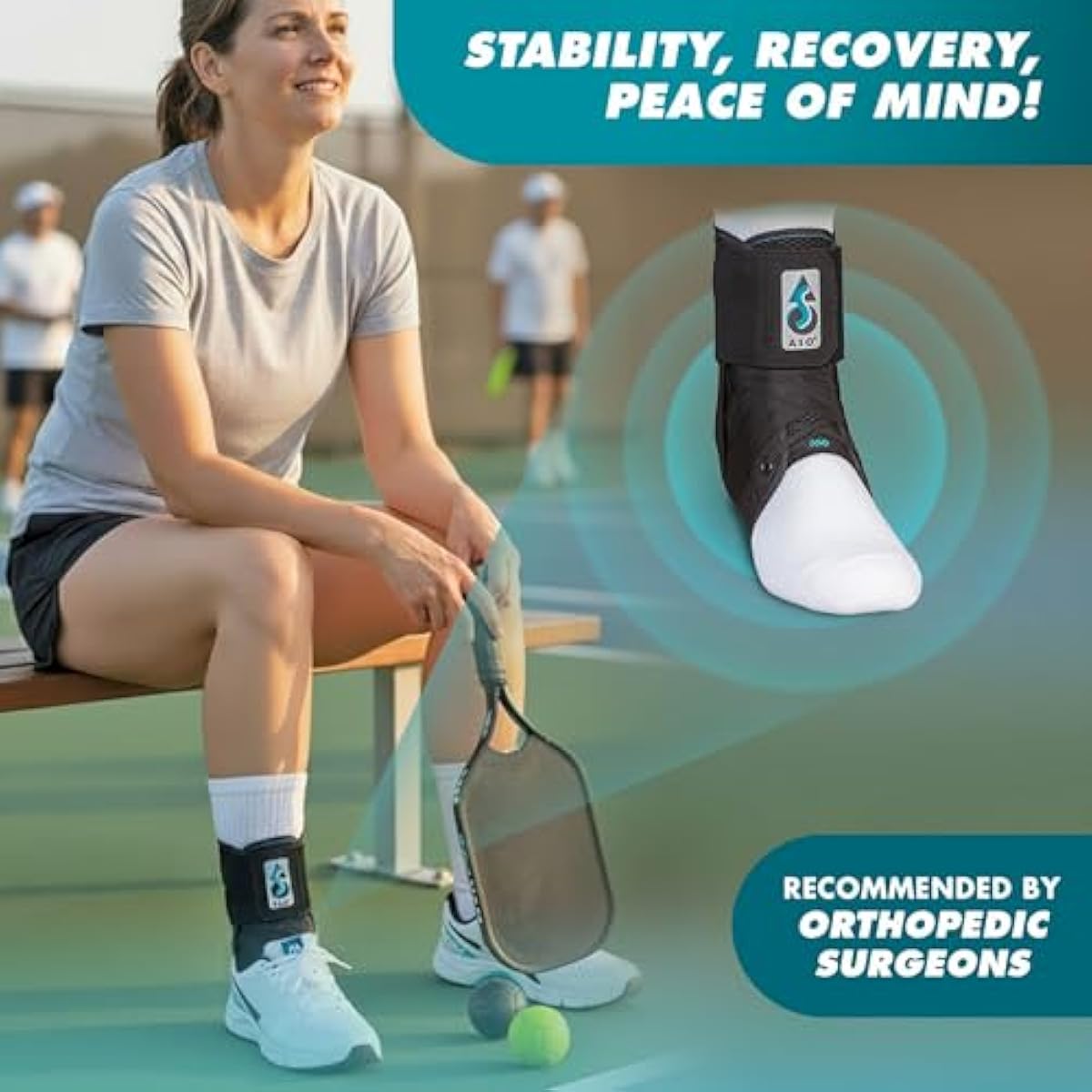 Med Spec ASO Ankle Stabilizer - Lace Up Ankle Brace for Sprained Ankle and Peroneal Tendonitis, Orthopedic Ankle Support for Men, Women, Adults, Teens and Kids, Sports Injury Recovery