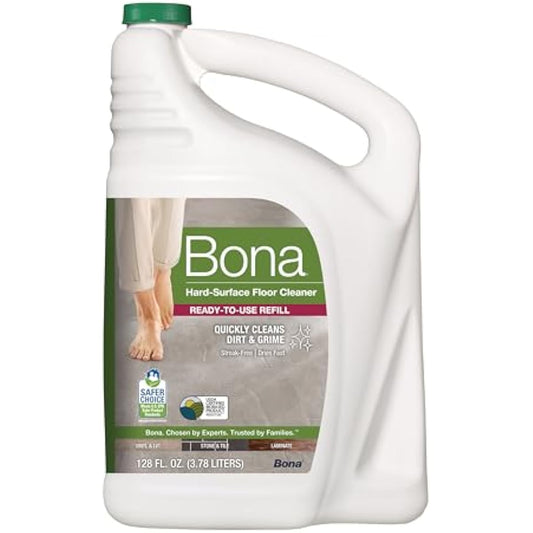 Bona Multi-Surface Floor Cleaner Refill - 128 fl oz - Unscented - Refill for Bona Spray Mops and Spray Bottles - Residue-Free Floor Cleaning Solution for Stone, Tile, Laminate, and Vinyl Floors