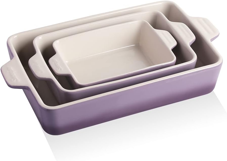 Sweejar Ceramic Bakeware Set, Rectangular Baking Dish for Oven Lasagna Pans for Cooking, Kitchen, Cake Dinner, Banquet and Daily Use, 11.8 x 7.8 x 2.76 Inches of Casserole Dishes (Navy)