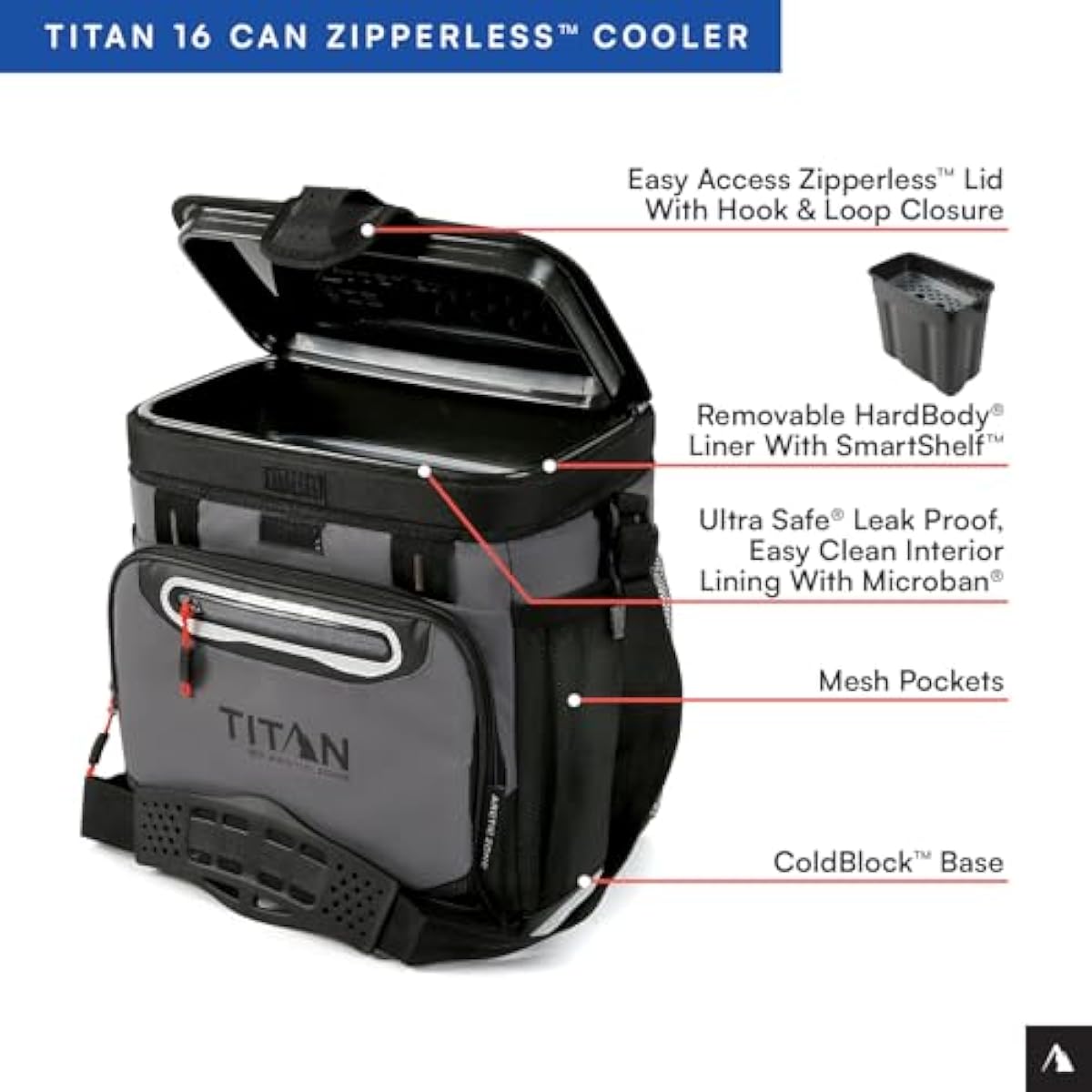 Titan by Arctic Zone Deep Freeze Cooler - Zipperless Hardbody Cooler - Deep Freeze Insulation, HardBody Liner, and SmartShelf