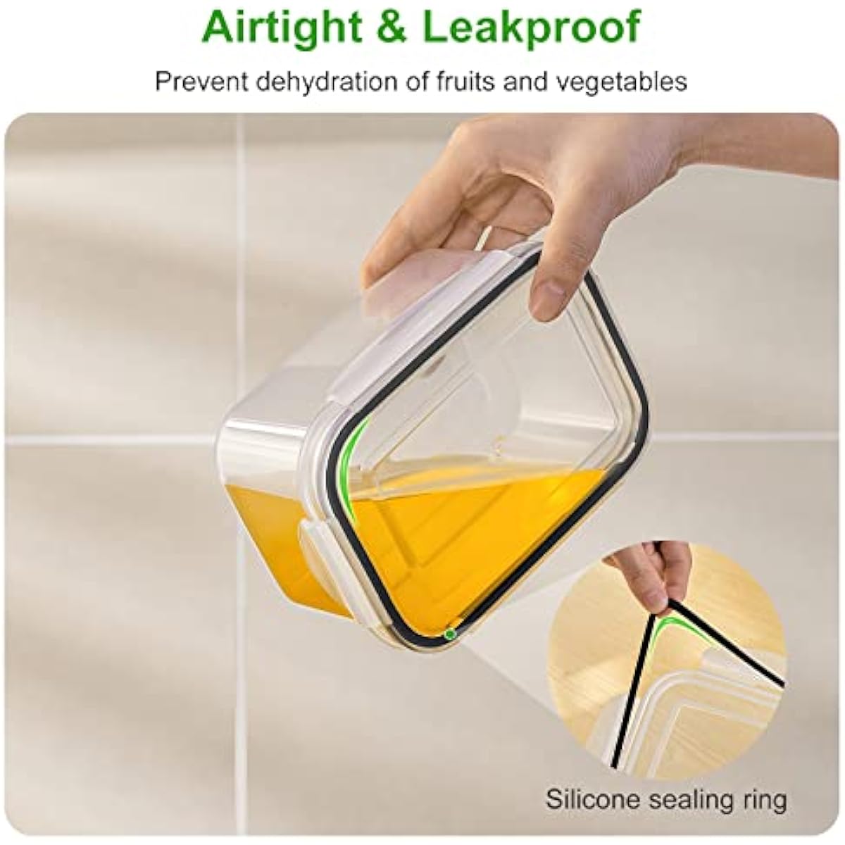 5 PCS Large Fruit Containers for Fridge - Leakproof Food Storage Containers with Removable Colander - Dishwasher & microwave safe Produce Containers Keep Fruits, Vegetables, Berry, Meat Fresh longer