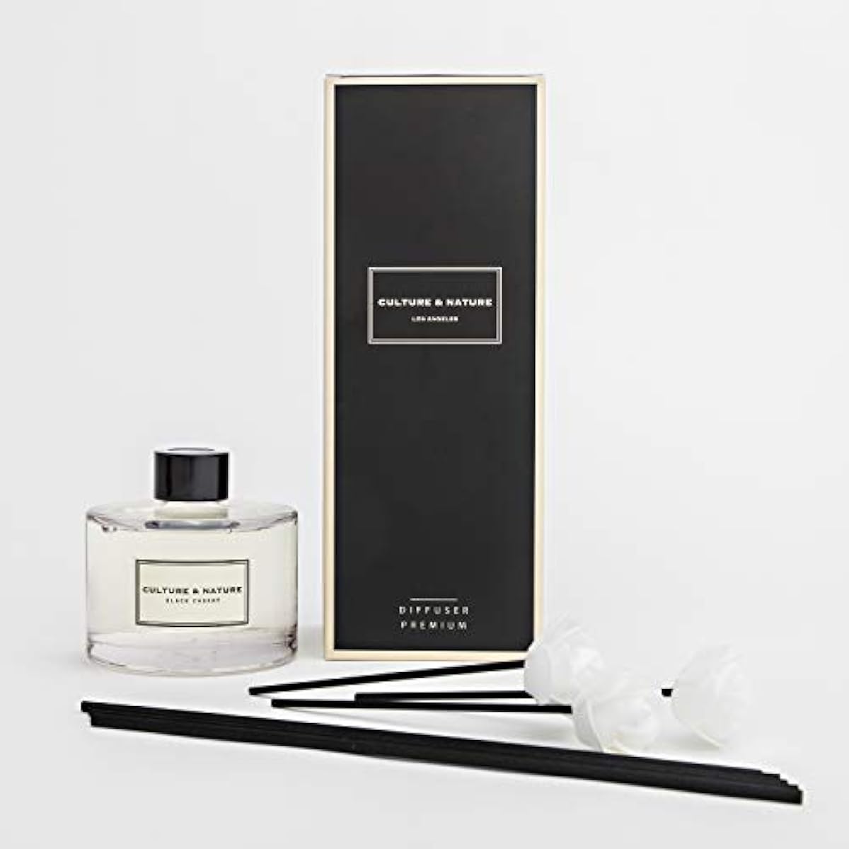 CULTURE & NATURE Reed Diffuser Set 6.7oz (200ml) Black Cherry Scented Diffuser with Sticks Home Fragrance Reed Diffuser for Bathroom Shelf Decor