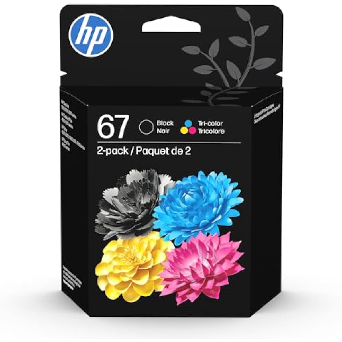 HP 67 Black/Tri-Color Ink Cartridges (2-Pack) | Works with DeskJet 1255, 2700, 4100, Envy 6000, 6400 | Instant Ink Eligible | 3YP29AN | Packaging May Vary