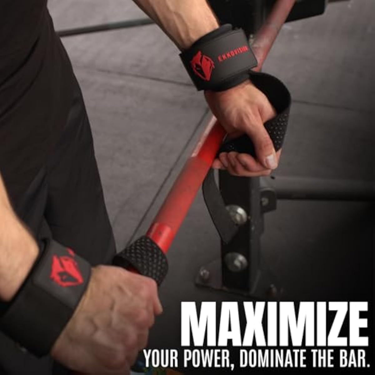 Ekkovision Weight Lifting Straps With Cuffed D Ring, Wrist Support for Men, Heavy Duty Thick Comfortable Lifting Straps, Secure Fit, Enhanced Grip, Straps for Weightlifting & Gym Training, Black