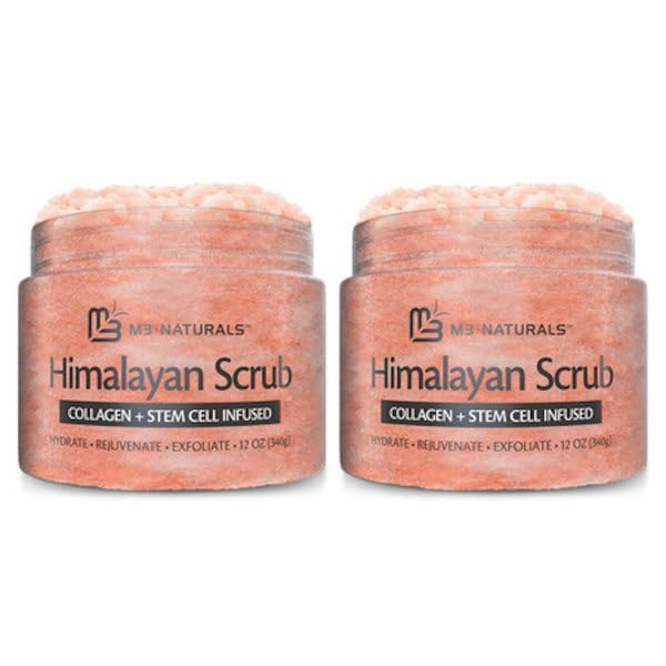 Himalayan Salt Scrub, Face, Foot, and Body Exfoliator with Collagen and Stem Cells, Exfoliating Scrub for Toning, Cellulite, and Skin Care by M3 16 fl oz