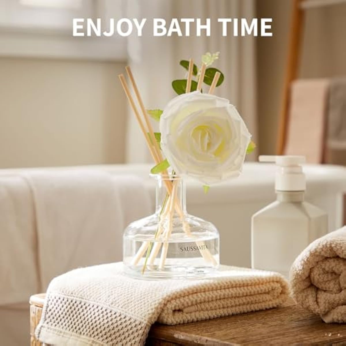 Reed Diffusers Set, 7.10 oz Flower Scented Diffuser with 7 Sticks, Long Lasting Home Fragrance for 120 Days, Perfect for Bathroom, Shelf Decor, Air Fresheners