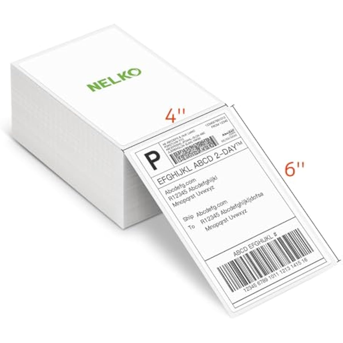 Nelko Genuine 4x6 Direct Thermal Shipping Label (Pack of 500 Fan-Fold Labels), 4x6 Thermal Labels for Nelko PL70E Shipping Label Printer, Perforated and Strong Adhesive, Commercial Grade