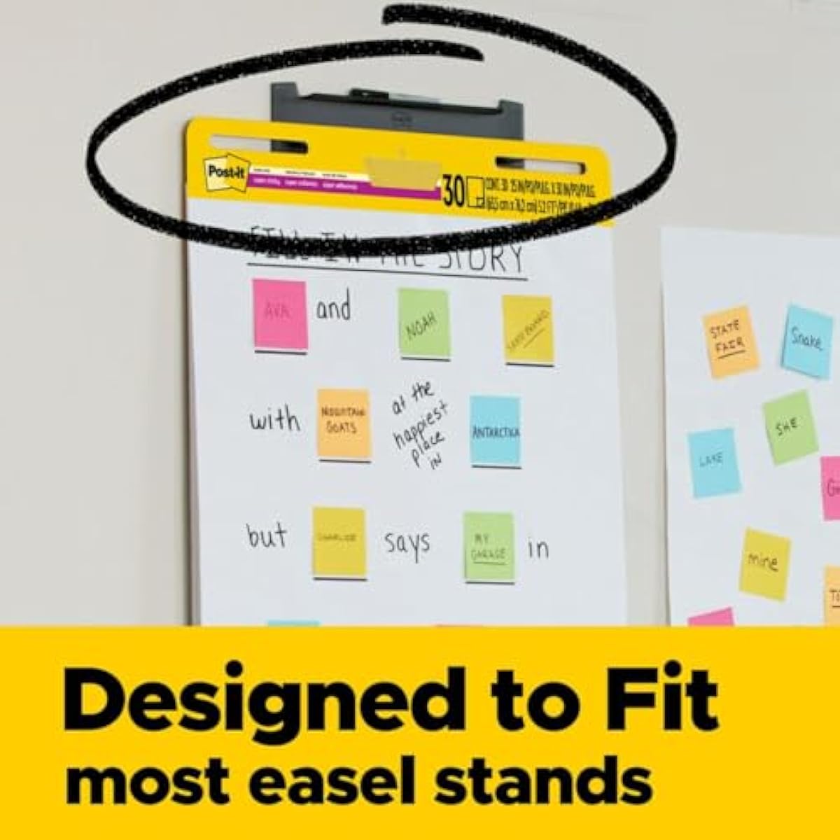 Post-it Super Sticky Easel Pad, 25 x 30 Inches, 30 Sheets Per Pad, 4 Pads, Large, White, Premium Self Stick Flip Chart Paper, Anchor Chart, Office Supplies & School Supplies, Great for Teachers and Students, 2 packs per case