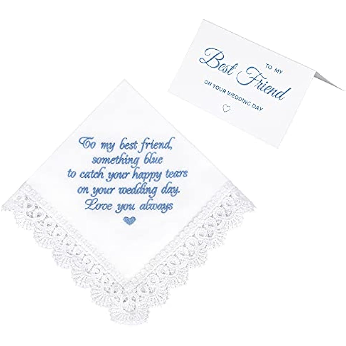 Something Blue for Bride Gift from Maid of Honor Best Friend Wedding Bridesmaid Handkerchief Blue Hankerchief Bridal Shower New Borrowed Old Embroidered