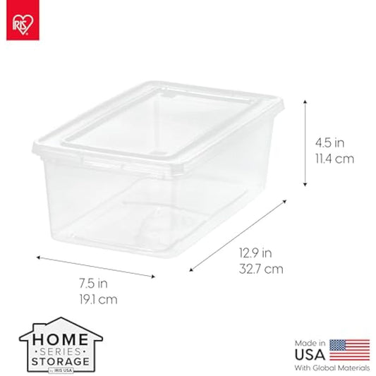 IRIS USA 20-Pack Storage Bins with Lids, 6 Quart, Shoe Boxes Clear Stackable Containers Organize Shoes Closet Shelves, Classroom Organization Teacher Tools, Game Storage - BPA-Free Plastic
