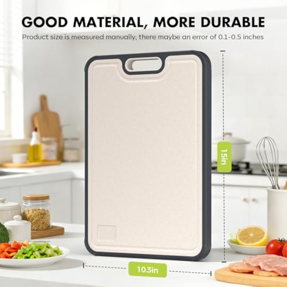 Sumzzz Titanium Cutting Board for Kitchen, Cutting Board Double Sided Food Grade, Pure Titanium/PP, Easy to Clean Large Size 15”×10.3”