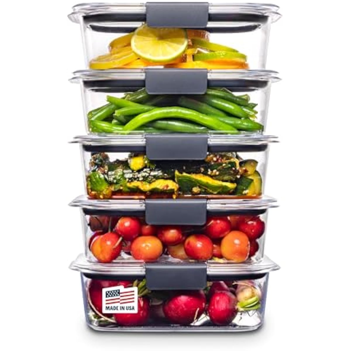 Rubbermaid Brilliance Tritan Plastic Food Storage Containers BPA Free Airtight Lids Ideal for Lunch Meal Prep & Leftovers Set of 5 (3.2 Cup)