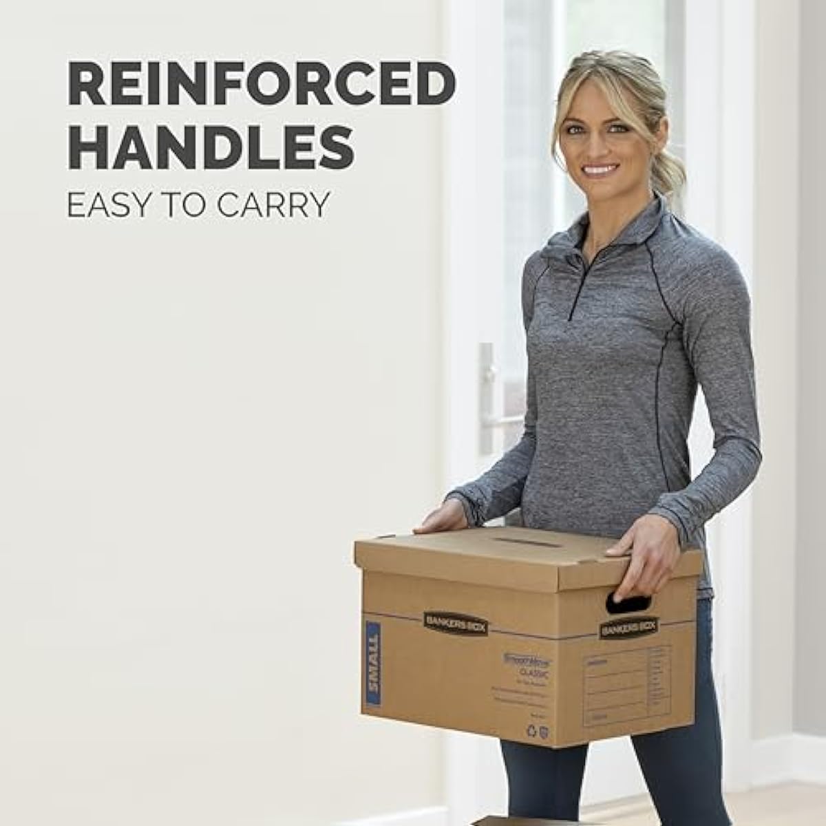 Bankers Box Classic Moving Box 12 Pack Kit, Reinforced Handles, Tape-Free Assembly, Box with Lid, 8 Small and 4 Medium Boxes (7716401)
