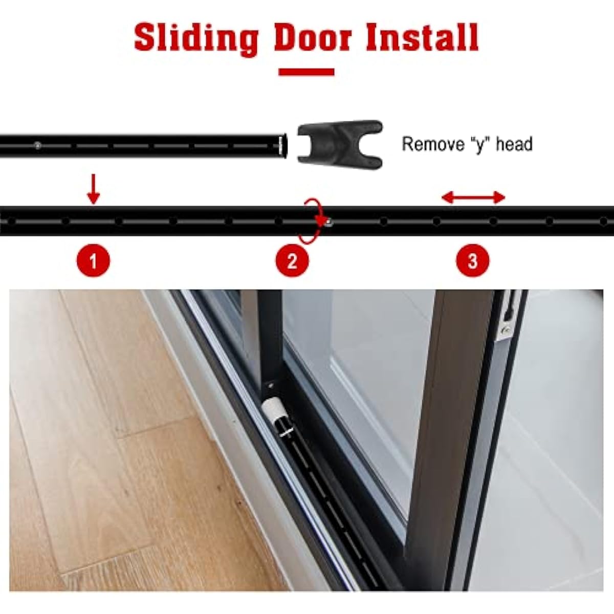SECURITYMAN 2-in-1 Door Security Bar & Sliding Patio Door Security Bar (2 Pack) via Interchangeable Caps - Heavy Duty Iron Construction Door Stoppers Lock for Home, Apartment, Travel Hotel - Black