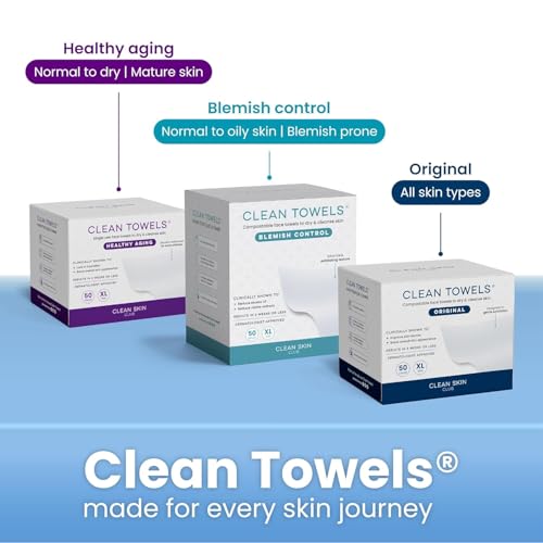 Clean Skin Club Clean Towels®, 100% USDA Biobased Face Towel, Disposable Face Towelette, Eczema Association Accepted, Makeup Remover Dry Wipes, Ultra Soft, 1 Pack, 25 Ct
