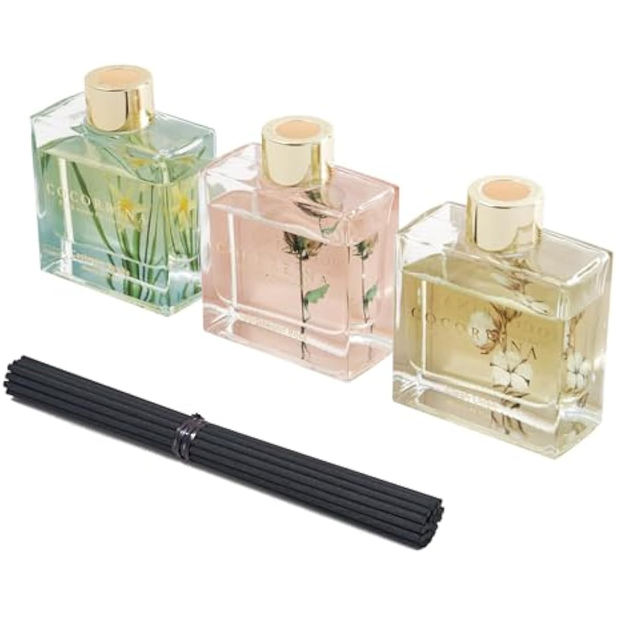 COCORRÍNA Reed Diffuser Set of 3-3 Pack/ 3.04 Fl.oz Diffuser with 24 Sticks Cashmere Vanilla/Sandalwood Rose/Clean Linen Reed Diffuser for Home Bathroom Office Decor