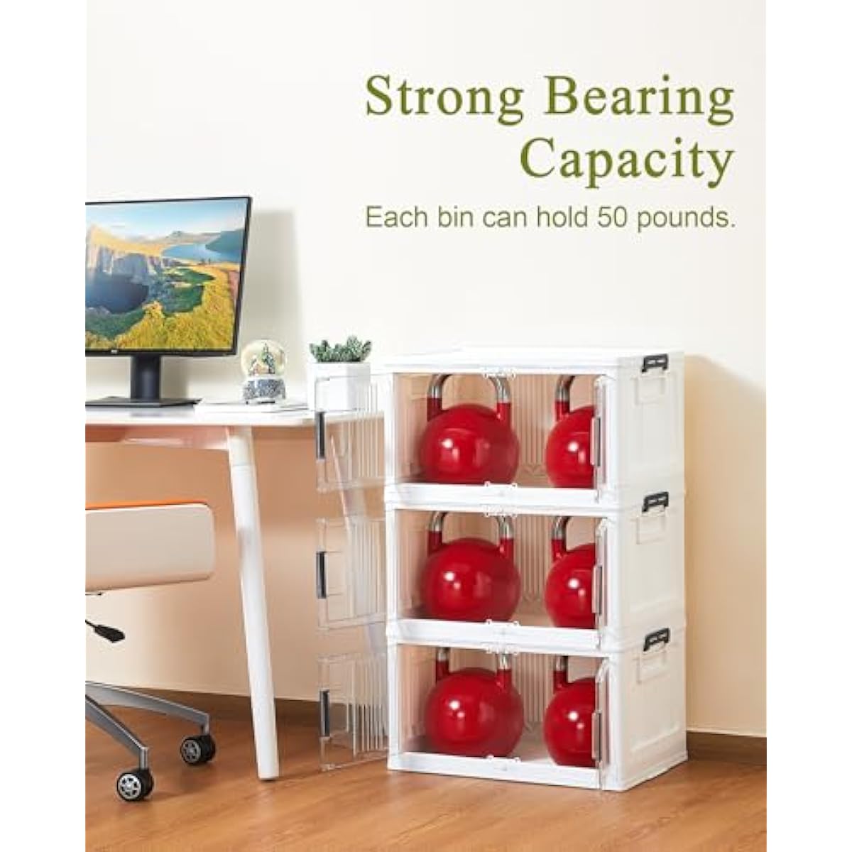 OlarHike 144QT Lockable Storage Bins with Lids - Folding Storage Cabinet with Doors and Wheels, Collapsible Plastic Box for Closets, Office, Stackable Organizer and Containers, Gifts, 3 Pack Cubes