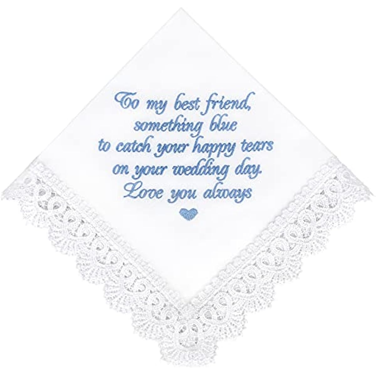 Something Blue for Bride Gift from Maid of Honor Best Friend Wedding Bridesmaid Handkerchief Blue Hankerchief Bridal Shower New Borrowed Old Embroidered