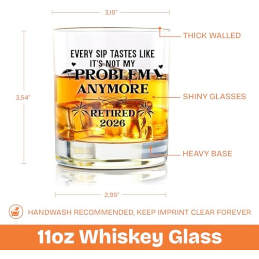 NewEleven Retirement Gifts For Men 2026 - Coworker Leaving, Goodbye Gift, Farewell Gifts For Coworkers, Friends, Dad, Grandpa - Retirement Gift For Men From Friend, Family, Colleague - Whiskey Glass