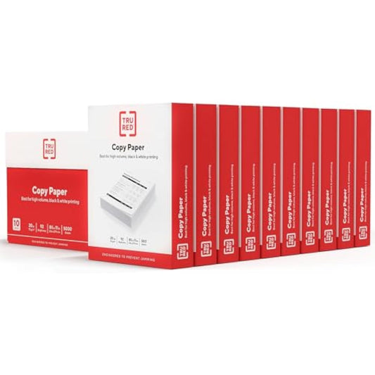 TRU RED 8.5x11 Copy Paper 20 lb. 92-Bright 5000 Sheets/Carton, For Office, School & Home