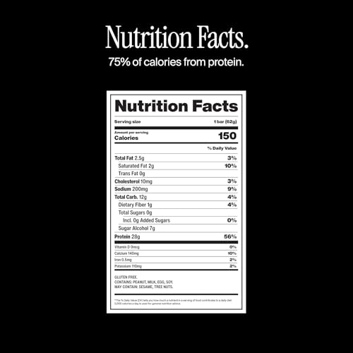 David High Protein Bars - 0g of Sugar, Low Carb, Gluten Free - 28g of Protein, 150 Calories - On-The-Go Snack - Peanut Butter Chocolate Chunk Flavor, Pack of 12