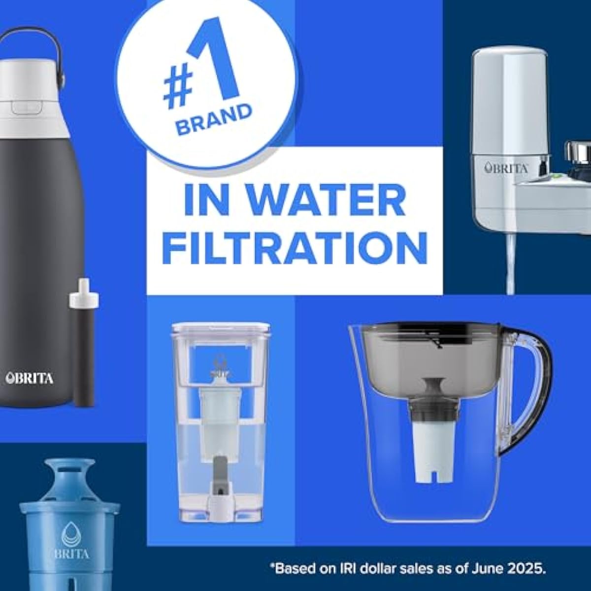 Brita Filter Replacements for Water Pitchers and Dispensers, Elite, NSF Certified to Remove 99% of Lead, 2 Count, Blue