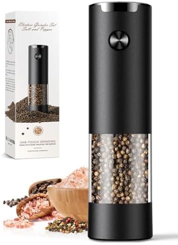 Electric Salt and Pepper Grinder Set Automatic Battery Pepper Mill Shakers Adjustable Coarseness Upgraded Larger Capacity with Led Home and Kitchen Appliances Birthday Gifts for Women Mom