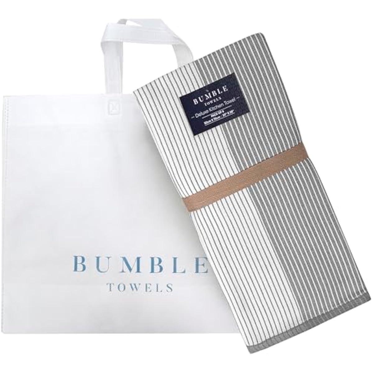 Premium Kitchen Towels (20”x 28”, 6 Pack) | Large Cotton Dish Towels | Flat & Terry Highly Absorbent Kitchen Linen Set with Hanging Loop | Gray