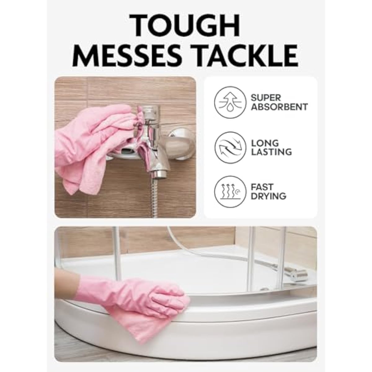 Fantasticlean Microfiber Cleaning Cloth Roll -75 Pack, Tear Away Microfiber Towels, 12" x 12", Reusable, Washable, Scratch Free, Ultra Absorbent Dishcloth for All-Around Cleaning Supplies (Pink)