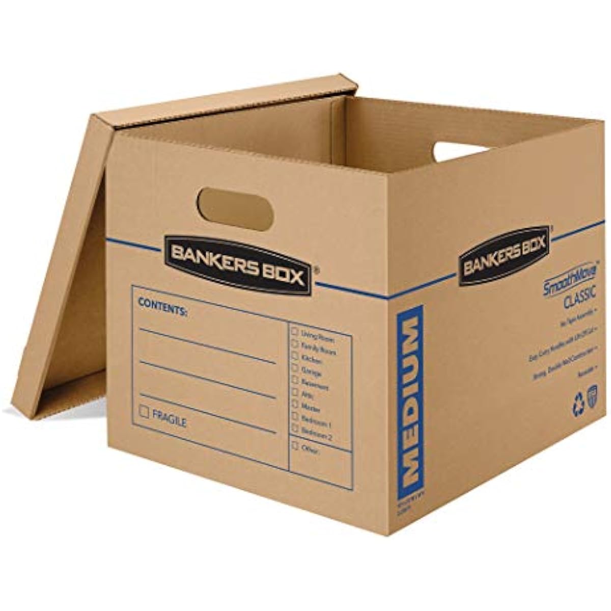 Bankers Box Medium Classic Moving Box 20 Pack, Reinforced Handles, Tape-Free Assembly, Box with Lid, 19-In x 14.5-In x 15.5-In (8817202)