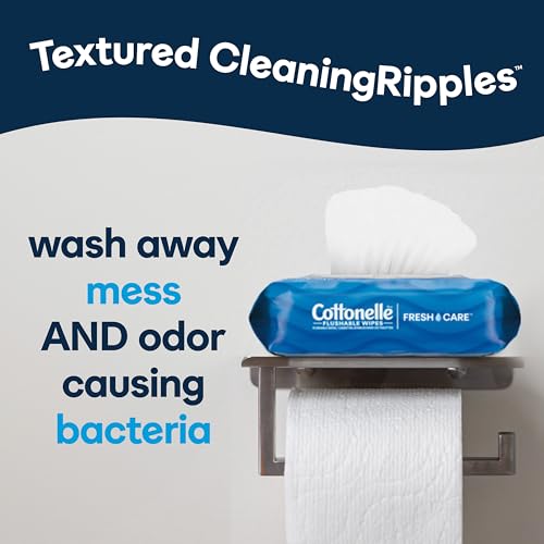 Cottonelle Fresh Feel Flushable Wet Wipes, Adult Wet Wipes, 8 Flip-Top Packs, 42 Wipes Per Pack (336 Total Wipes), Packaging May Vary