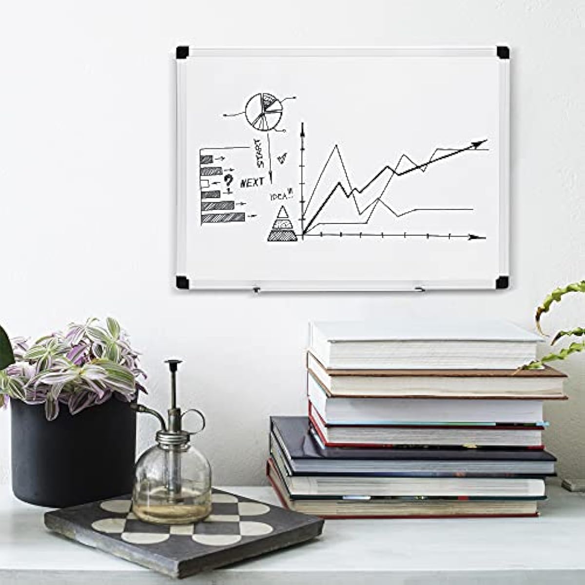 Amazon Basics Magnetic Dry Erase Whiteboard, 24" x 18", Aluminum Frame, Silver/White, Presentation Board for Writing Notes