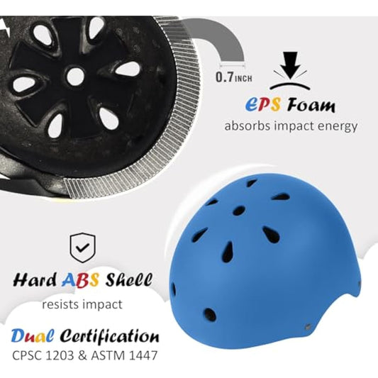 Kids Bike Helmet, Adjustable and Multi-Sport, from Toddler to Youth, 3 Sizes