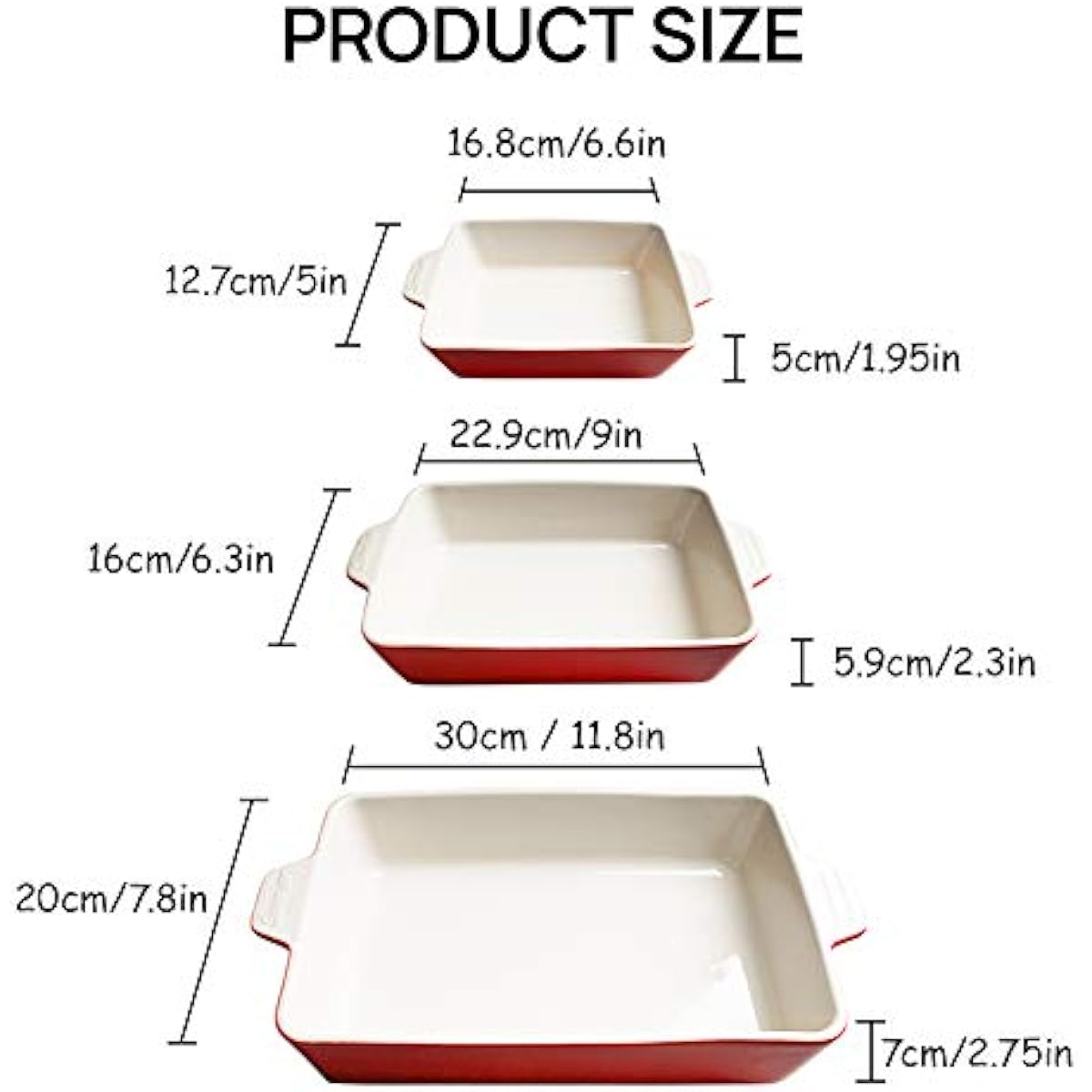 Sweejar Ceramic Bakeware Set, Rectangular Baking Dish for Oven Lasagna Pans for Cooking, Kitchen, Cake Dinner, Banquet and Daily Use, 11.8 x 7.8 x 2.76 Inches of Casserole Dishes (Navy)
