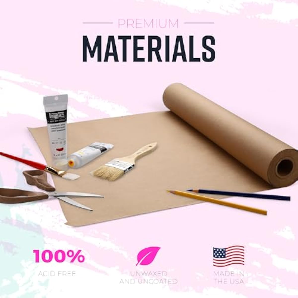 Large Brown Kraft Paper Roll - 36" x 1200" (100 ft) - Made in USA - Ideal for Gift Wrapping, Packing, Moving, Postal, Shipping, Parcel, Wall Art, Crafts, Bulletin Boards, Floor Cover or Table Runner