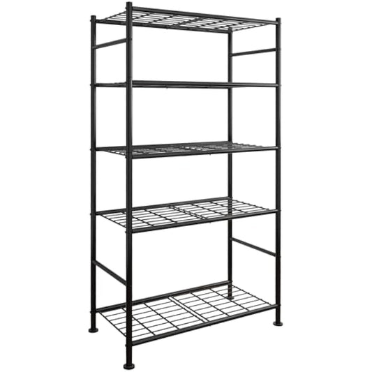 Storage Shelves - 5 Tier Shelf Organizer, Heavy Duty Garage Shelving Unit with Leveling Feet, Stable Metal Shelves Organizer for Pantry, Kitchen and Closet, 33.0" W x 12.6" D x 72.0" H, Black