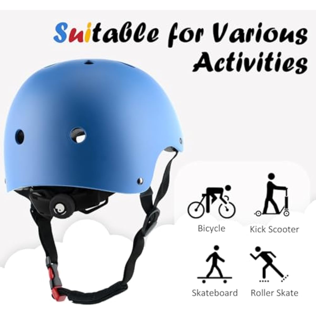Kids Bike Helmet, Adjustable and Multi-Sport, from Toddler to Youth, 3 Sizes
