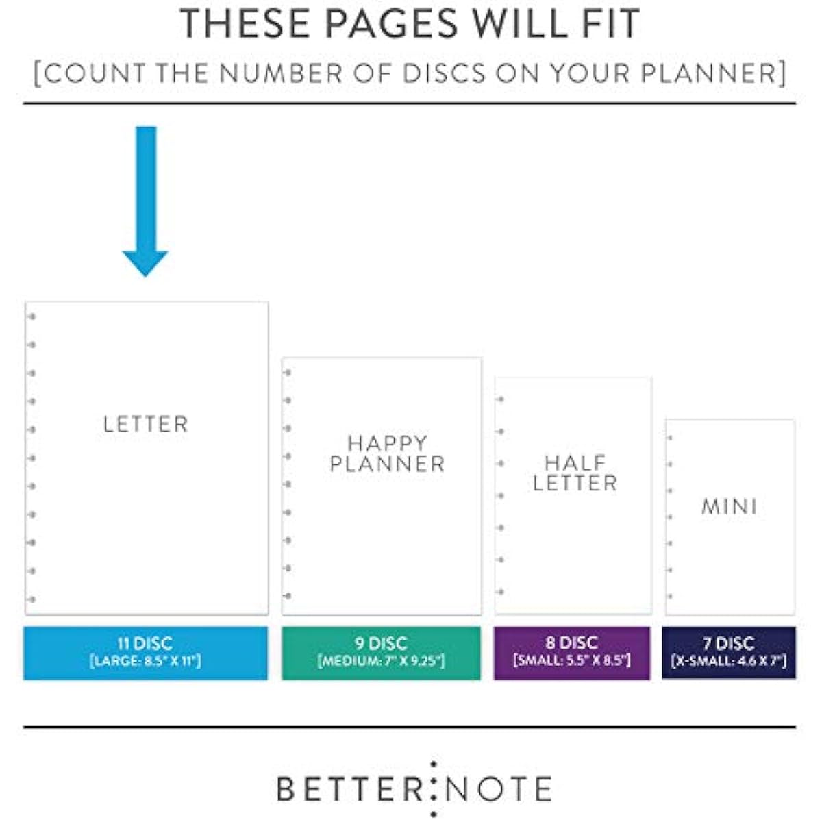 BetterNote Matte Cover for Discbound Planners, fits Disc Notebooks like Levenger Circa, Arc Staples, TUL Office Depot, Big Happy Planner, MAMBI 365, Talia (Kaleidoscope, 11-Disc, 8.5"x11")