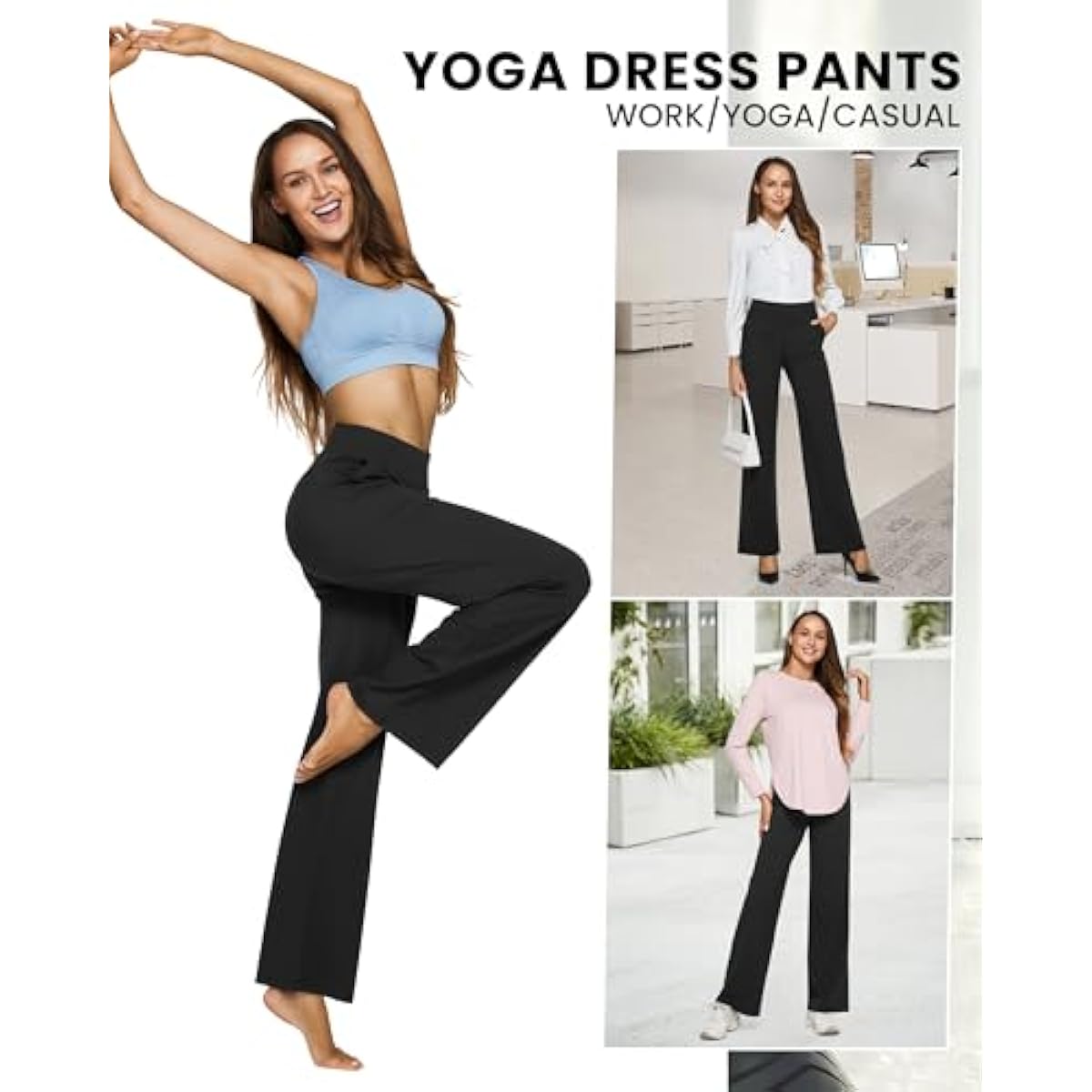 G4Free EverGoing Yoga Pants Women Wide Leg Pants with Pockets High Waist Stretch Dress Casual Sweatpants Petite/Regular/Tall