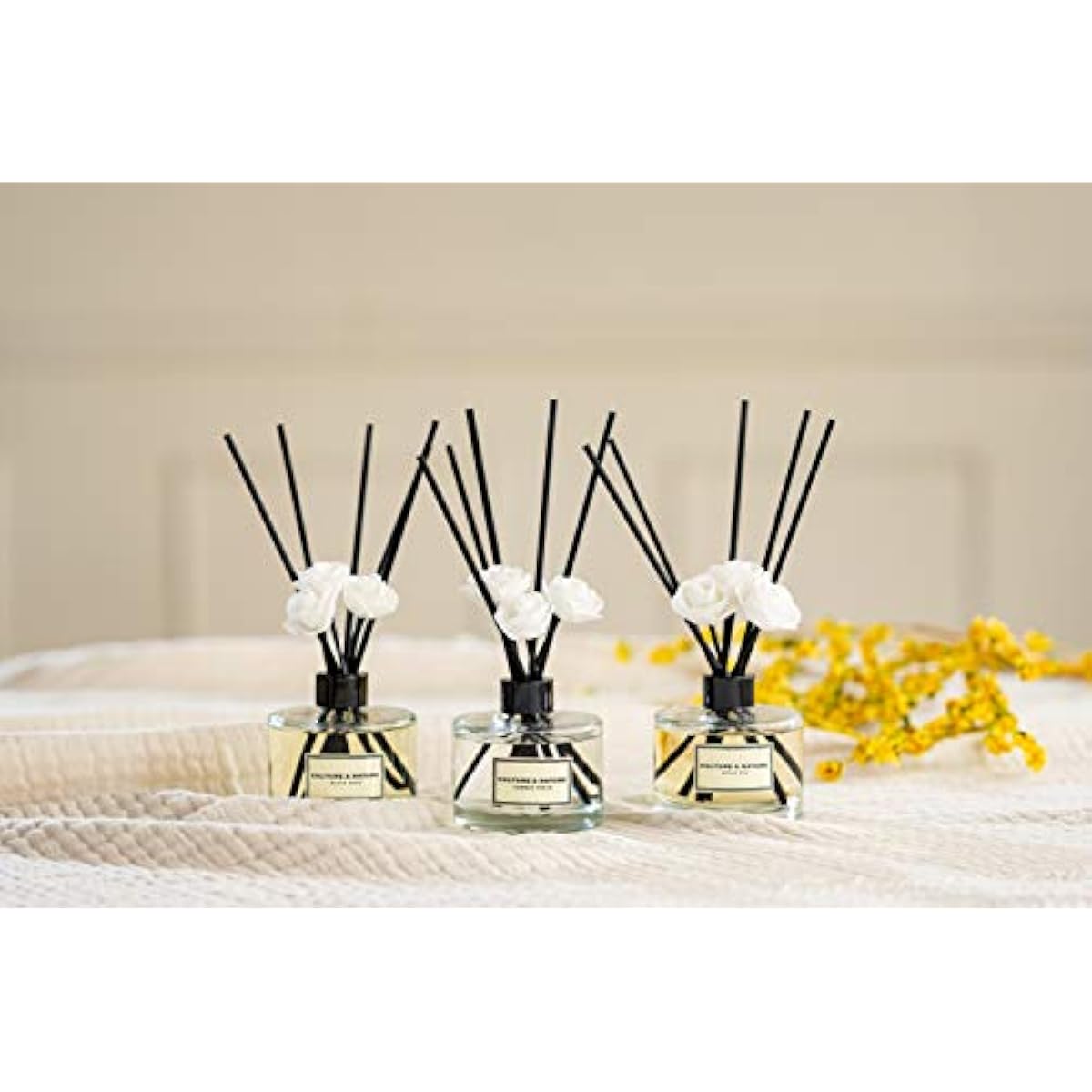 CULTURE & NATURE Reed Diffuser Set 6.7oz (200ml) Black Cherry Scented Diffuser with Sticks Home Fragrance Reed Diffuser for Bathroom Shelf Decor