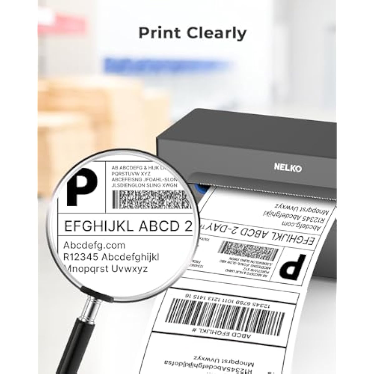 Nelko Genuine 4x6 Direct Thermal Shipping Label (Pack of 500 Fan-Fold Labels), 4x6 Thermal Labels for Nelko PL70E Shipping Label Printer, Perforated and Strong Adhesive, Commercial Grade