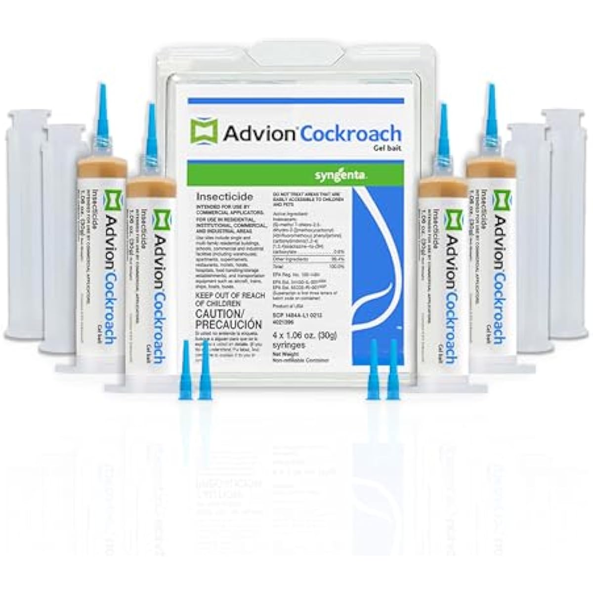 Advion Cockroach Gel Bait, 4 Tubes x 30-Grams, 4 Plunger and 4 Tips, German Roach Insect Pest Control, Indoor and Outdoor Use, Roach Killer Gel for American, German and Other Major Cockroach Species