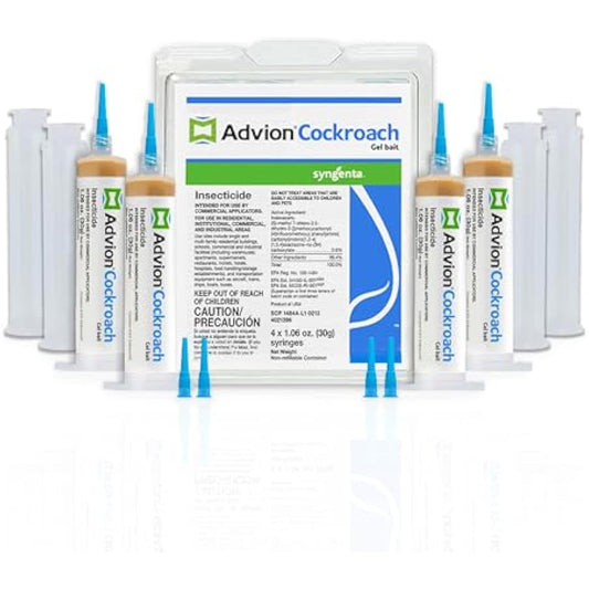 Advion Cockroach Gel Bait, 4 Tubes x 30-Grams, 4 Plunger and 4 Tips, German Roach Insect Pest Control, Indoor and Outdoor Use, Roach Killer Gel for American, German and Other Major Cockroach Species